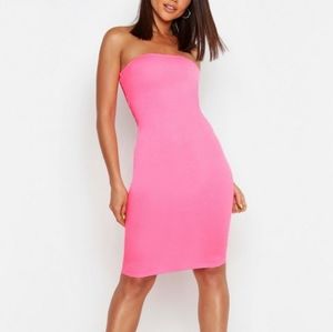NWT Boohoo 14 Neon Pink Body Con Tube Dress